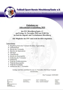 Einladung zur JVH am 14.11.2025