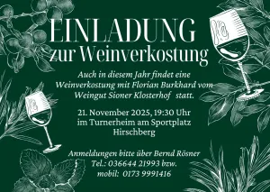 Einladung zur Weinprobe am 21. November 2025